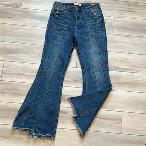 Vervet seamed flare leg raw hem jeans size 30